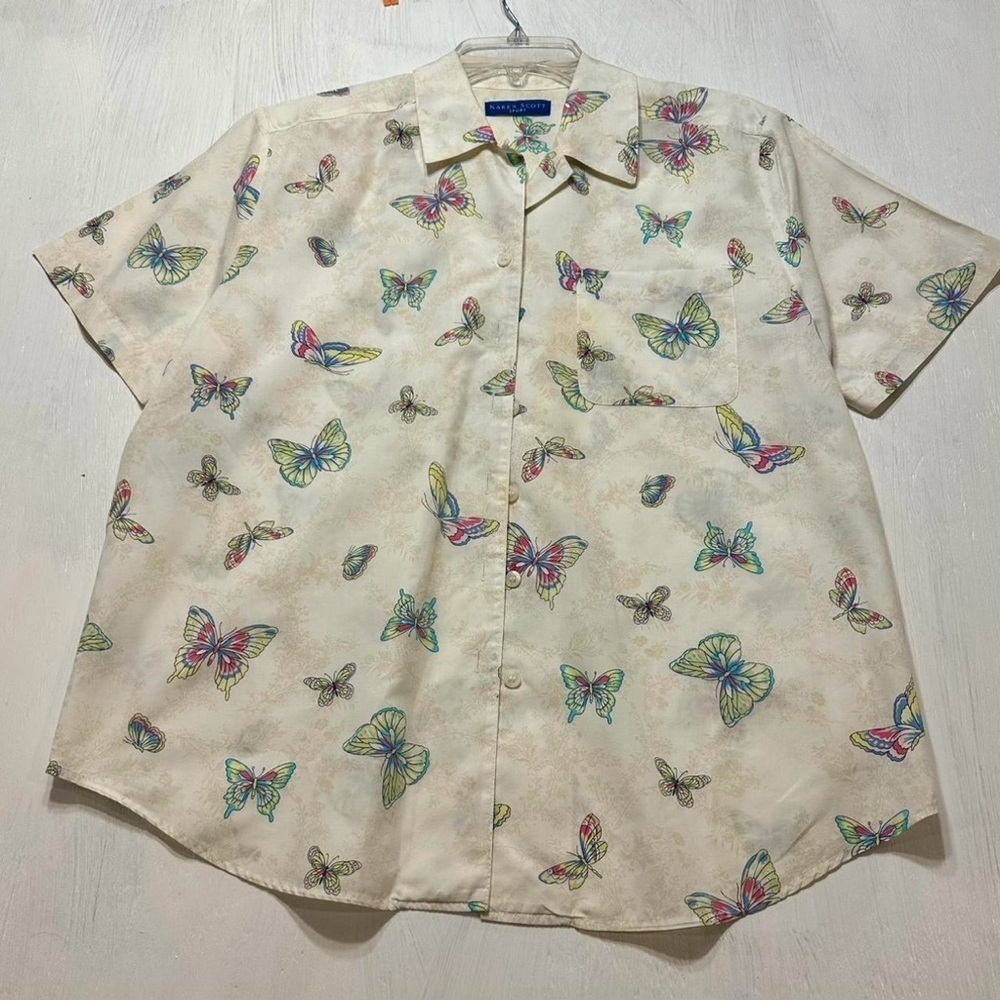 Karen Scott Multicolor Butterfly Blouse